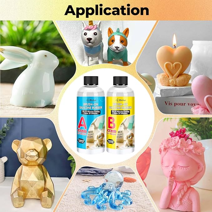 JDiction Brush-On Silicone Mold Making Kit, 10-15 Minutes Fast Cure Silicone Rubber, 20OZ Super Elastic Liquid Mold Making Silicone for Casting Resin Molds & Silicone Molds