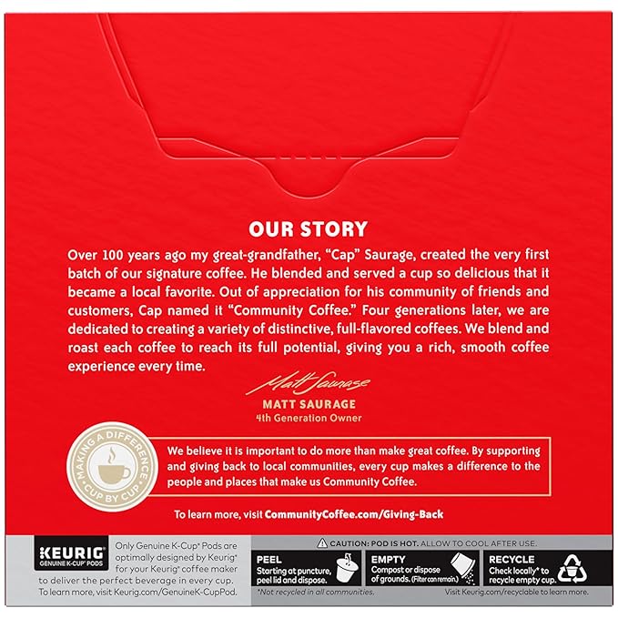 Community Coffee Café Special Decaf, Medium-Dark Roast, Single-Serve Keurig K-Cup Pods, 32 Count (Pack of 1)