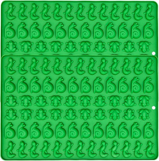 2 Pack Mini Silicone Molds Frog, Lizard, Snails Gummy Molds for Chocolate, Fondant, Candy, Biscuits, Cookie, Jelly and Dog Training Commands Concept(Snail/Frog/Lizard)