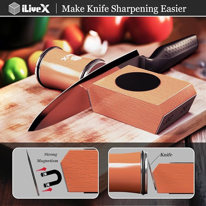Rolling Knife Sharpener – Kitchen & Pocket Knife Sharpening Kit with Sharpening Stone – Sharp Roller Sharpener, Afilador de Cuchillos – Kitchen Gadget & Tool