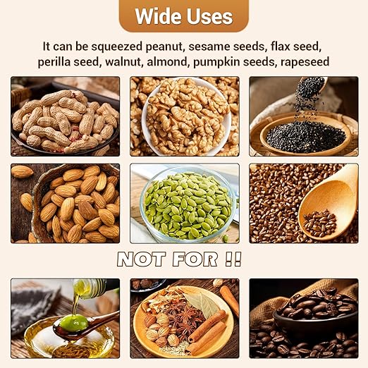 900W Oil Press Machine, Automatic Cold& Hot Electric Oil Press Extractor, 340 Food Stainless Steel,Ideal for Pressing Peanut, Sesame Seeds, Walnut, Almond, Pumpkin, Rapeseed