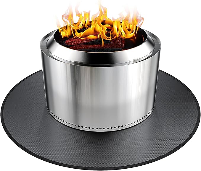 48" Fireproof Fire Pit Mat for Solo Stove Yukon, Round Grill Mats for Outdoor Grill Deck Protector, Waterproof Pad for Camping Accessories, BBQ Mat for Patio