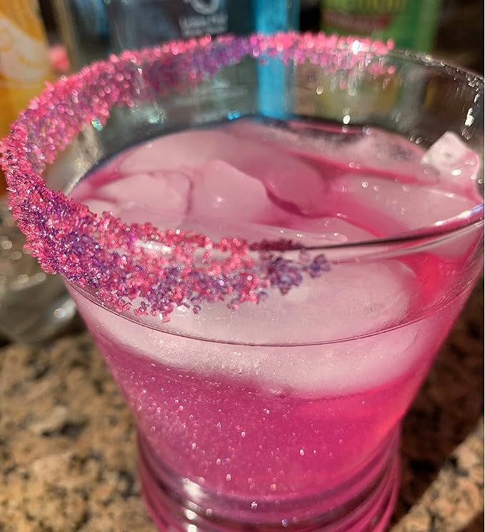 Snowy River Pink, Cocktail & Margarita Sugar Rimmer - Vibrant Color Glass Rimming Sugar with Medium Crystal Texture - 8oz
