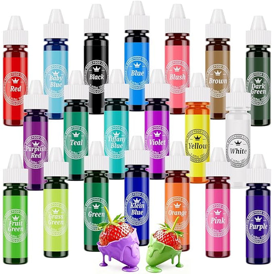 Oil Based Food Coloring for Chocolate, 20x10ml Food Colors Set for Valentine's Day Cake Decorating - Nomeca Food Grade Edible Food Dye for Baking,Candy Melts Cookies Fondant - .35 Fl. Oz Bottles