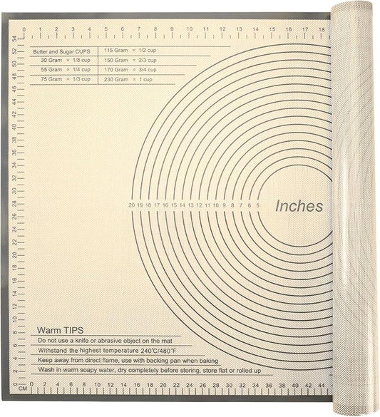 Silicone Pastry Mat 34 X 26 Inch - Nonstick Baking Mat Perfect for Dough, Pastry, Pie Crust, Fondant, Bread, Cookies, Pasta, Pizza