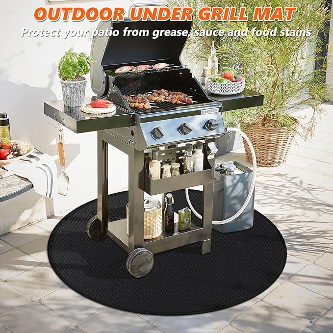 42" Round Fire Pit Mat for Solo Stove Bonfire/Under Grill Mat for Outdoor Pit Fireproof Waterproof Oil-Proof, 4 Layers Fireproof Mat Fireplace Mats Grill Pads Solo Stove Mat Deck Patio Grass Smoker