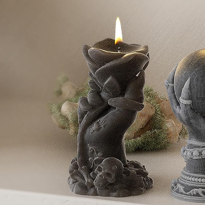 4 Inch Skull Rose Candle Resin Mold - Resin Casting Silicone Molds for Home Decor & Candle Making Wave Spiral Mold