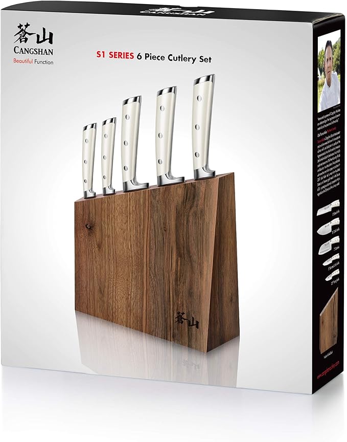 Cangshan S1 Series 59663 6-Piece German Steel Forged Knife Set, Walnut