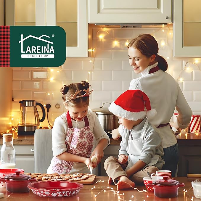 Lareina Ceramic Pie Pans for Baking, 9 Inch Deep dish pie plates with Ruffled Edge for Apple Pie, Durable Pie Dish, Non-Stick, Oven & Dishwasher Safe, Set of 2, White