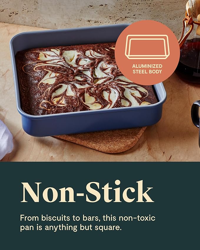Caraway 9” Square Pan Duo - Non-Stick Ceramic Coating - Free From Forever Chemicals - Cake Pan Perfect for Brownies, Lemon Bars, & More - Perracotta