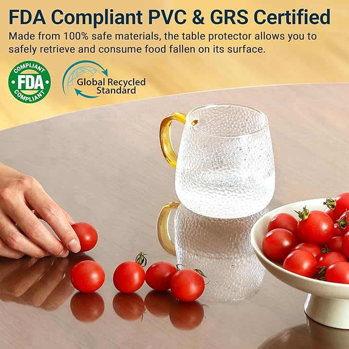 Clear Table Cover Protector Rectangle, 24 x 48 Inch 1.5mm Transparent Plastic Table Protector Waterproof, Anti-Scratch Clear Desk Mat for Office Desktop Dresser Dining Table, FDA Compliant