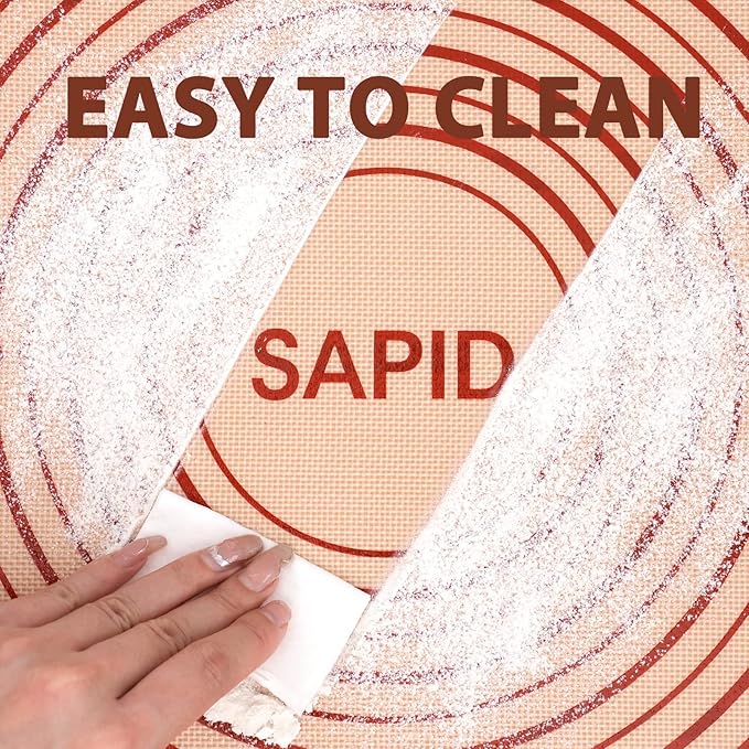 Sapid Extra Thick Silicone Pastry Mat Non-slip with Measurements for Non-stick Silicone Baking Mat Extra Large, Dough Rolling, Pie Crust, Kneading Mats, Countertop, Placement Mats (24" x 36", Red)