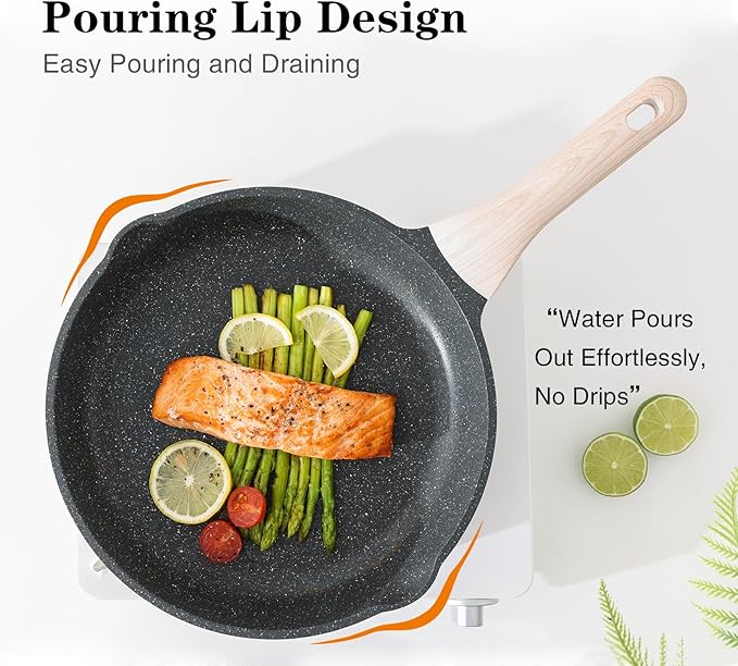 Kordisen Nonstick Frying Pan Skillet, 9.5 Inch Granite Egg Omelet Pan, Healthy and Non Toxic, Induction Compatible, PFOA Free