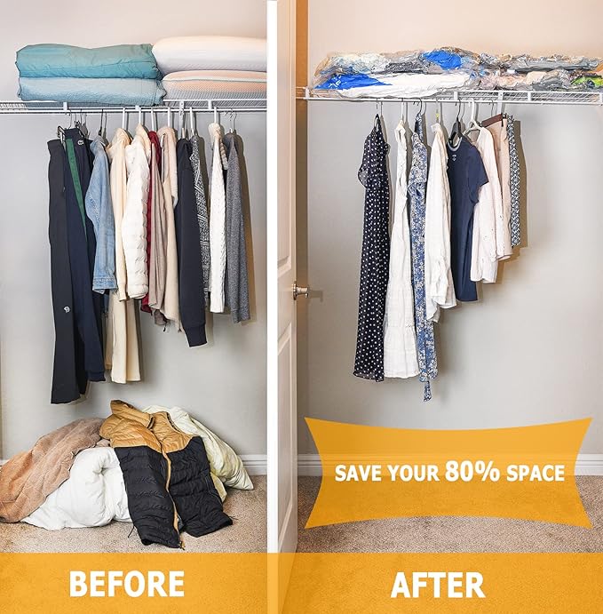 Vacuum Storage Bags 8 Combo (3 Jumbo/3Large/2 Medium), Space Saver Sealer Bags,Plastic Packaging Bags, Airtight Compression Bags for Clothes, Pillows, Comforters, Blankets, Bedding
