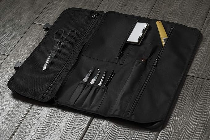 Asaya Chef Knife Roll Bag - 20 Total Pockets for Knives and Kitchen Utensils - Made with Stain Resistant Waxed Nylon - For Chefs and Culinary Students - Knives Not Included(Brown)