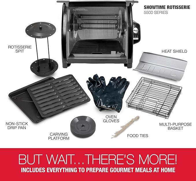 Ronco Modern Rotisserie Oven, Large Capacity (12lbs) Countertop Oven, Multi-Purpose Basket for Versatile Cooking, Easy-to-Use Controls