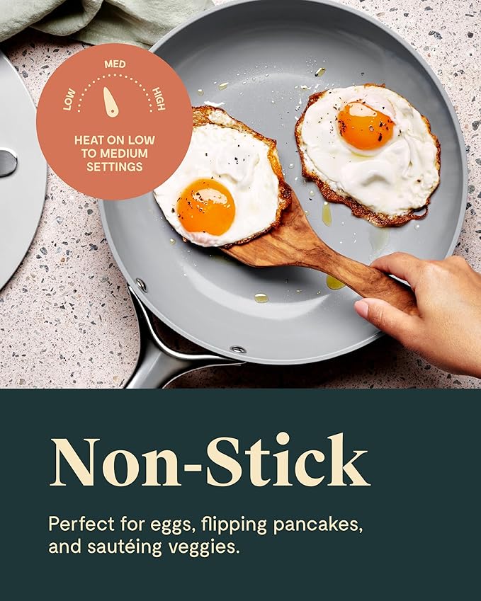 Caraway Nonstick Ceramic Frying Pan (2.7 qt, 10.5") - Non Toxic, PTFE & PFOA Free - Oven Safe & Compatible with All Stovetops (Gas, Electric & Induction) - White