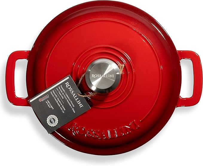 Signature Enameled Cast Iron Dutch Oven, Non-Stick Serving Pot with Tight Fitting Lid for Perfect Roasting, Baking, Sauteing, and Bread Making | 13.5Q (12.7L) - Red
