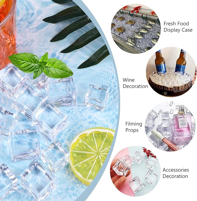 Fake Ice Cubes, 30 mm 25 PCS Artificial Acrylic Crystal Diamonds for Vase Fillers,Table Scatter, Party Favor, Wedding Decoration, Photography Props, Food Display, DIY crafts