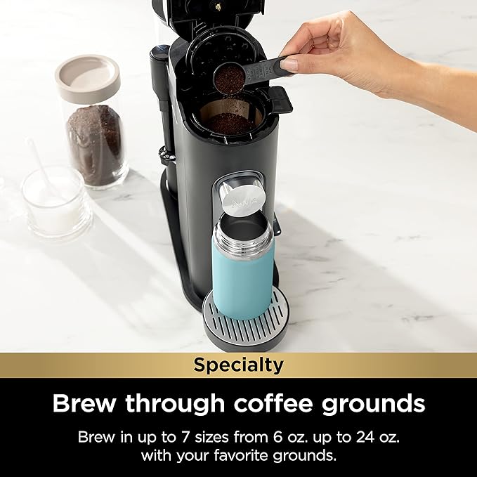 Ninja | Coffee Maker | Single Serve |Brew with Coffee Pods & Grounds| Compatible with K-Cup Coffee Pods | 4 Brew Styles, up to 24oz Cup Sizes & 56oz Removable Reservoir | Black | PB051