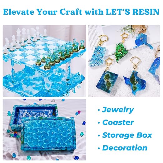 LET'S RESIN Epoxy Resin Kit,1 Gallon Bubble Free & Crystal Clear Epoxy Resin for Table Top, Casting, DIY, Art, Molds,Jewelry（Including 0.5 Gallon Resin + 0.5 Gallon Hardener）
