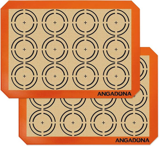 Silicone Baking Mat Sheets Set, Easy Clean &Non-Stick Food Grade Reusable Baking Mat, 2 Half Sheet Cookie Baking Mats Silicone for Oven, Make Macarons, Cookies and Pastry Mat