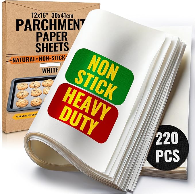 220 Pcs 12x16 In Parchment Paper Sheets by Baker's Signature | Heavy-Duty Precut Non-Stick Sheets