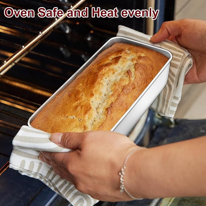 LIANYU 3 Pack Loaf Pans for Baking Bread 12 x 5 Inch, Stainless Steel Large Baking Pans Set, Deep Meatloaf Pans for Homemade Bread, Cakes, Sandwich, Solid & Durable, Dishwasher Safe