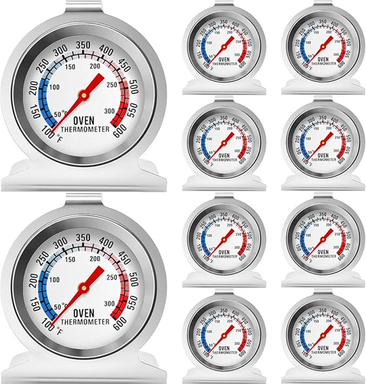 10 Pack Oven Thermometer 50-300°C/100-600°F Stainless Steel Oven Thermometers with Large Dial, Oven Temperature Gauge for BBQ Cooking Baking Grill Smoker