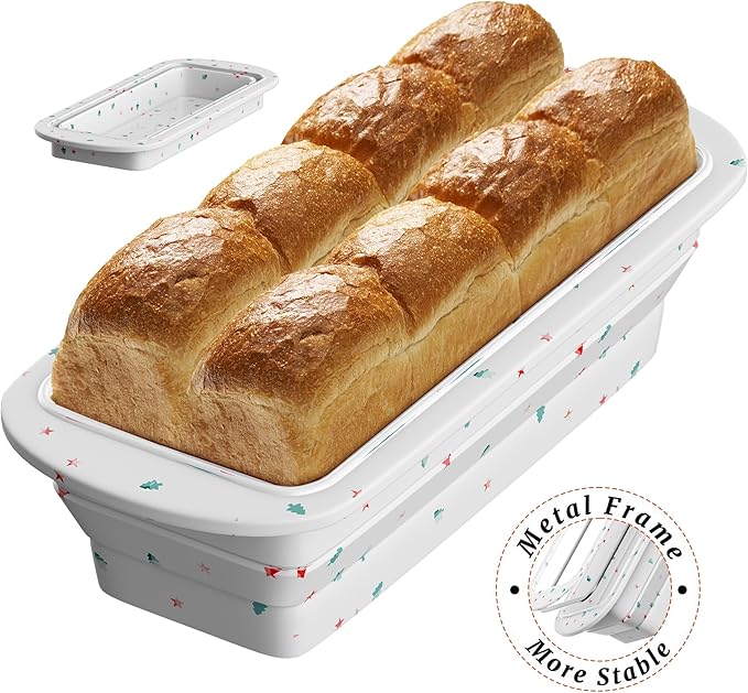 Collapsible Silicone Loaf Pan with Metal Reinforced Frame,Bread Pans for Homemade Bread, Non-Stick Baking Pans, Silicone Baking Mold,Loaf Pans for Baking Bread 9 x 5