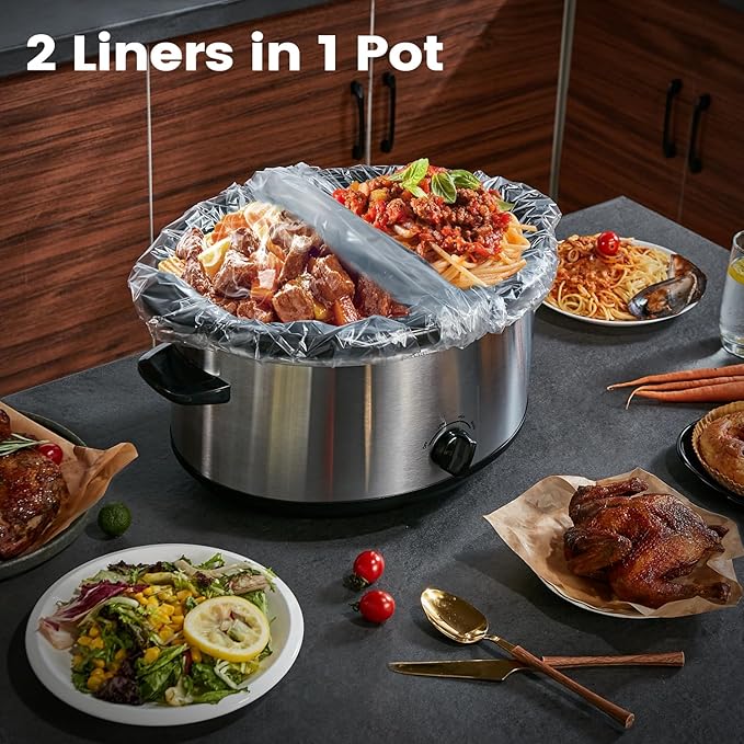 Slow Cooker Liners, Hotensil 14"x 22" 10 Count Cooking Bags Large Size Disposable Pot Liner, Fit 6QT to 10QT for Slow Cooker Cooking Trays, Multi-Purpose Durable Liners Plastic Bags, BPA Free