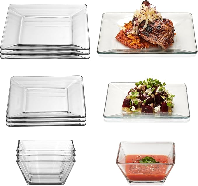 Libbey Tempo 12-Piece Glass Dinnerware Set, Service for 4