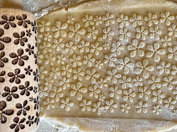 SUMMER 3 KID Rolling Pin SET. Wooden Laser Cut Mini Rolling Pins for cookies, play dough, salt dough or clay Butterfly, Music Flower by Algis Crafts