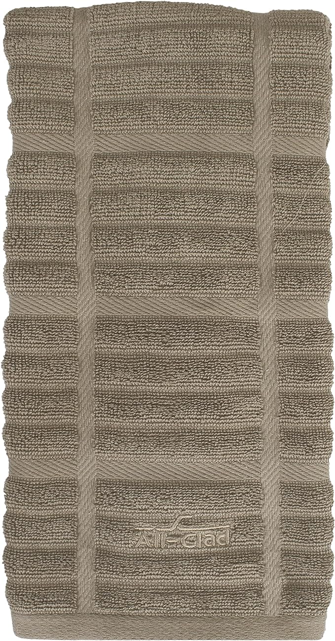 All-Clad Solid Kitchen Towel: Highly Absorbent, Super Soft Long Lasting - 100% Cotton, 17"x30" Tea Towel for Cleaning & Drying Dishes, Pans, Glassware, or Countertops, (1-Pack), Mushroom