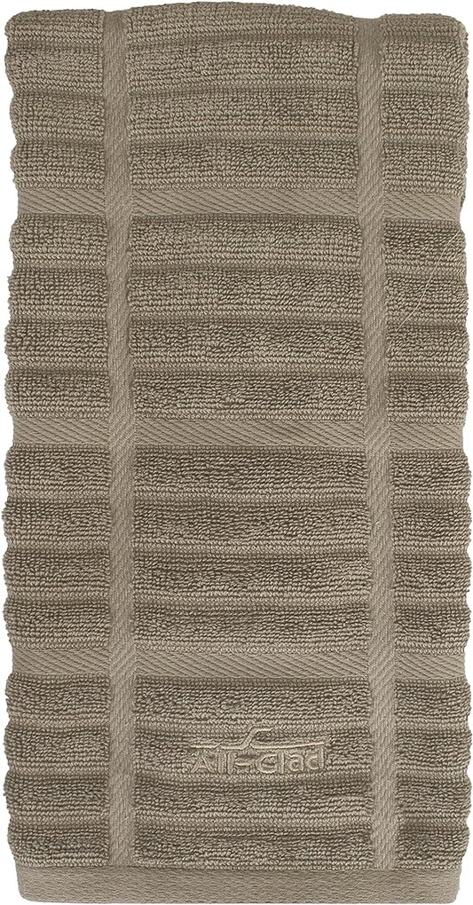 All-Clad Solid Kitchen Towel: Highly Absorbent, Super Soft Long Lasting - 100% Cotton, 17"x30" Tea Towel for Cleaning & Drying Dishes, Pans, Glassware, or Countertops, (1-Pack), Mushroom