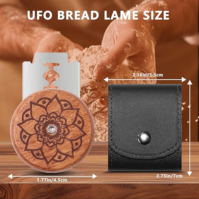 UFO Bread Lame Cutter for Homemade Sourdough,Bread Scorer Tool for Sourdough with 5 Blades and Storage Cover,Slashing Tool Bread Cutting Knife for Artisan Bread and Makers (Lotus-black)