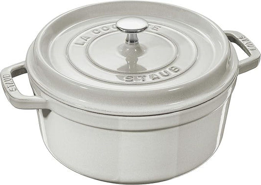 Staub Cast Iron 2.75-qt Round Cocotte - White Truffle, Made in France