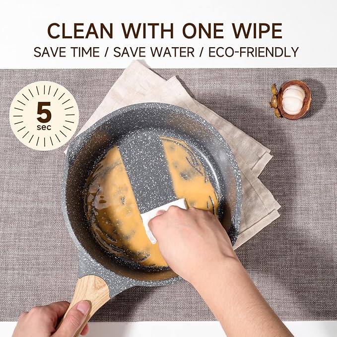 JEETEE 2 Quart Sauce Pan with Lid, Non Stick Small Pot with Coating, Masterclass Cookware Sauce Pot for Cooking, PFOA/PFOS Free