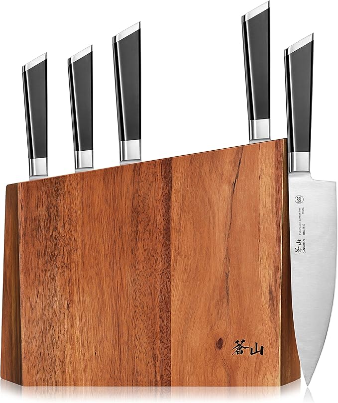 Cangshan Y2 Series Knife Set, 6-Piece German Steel Block, Silver