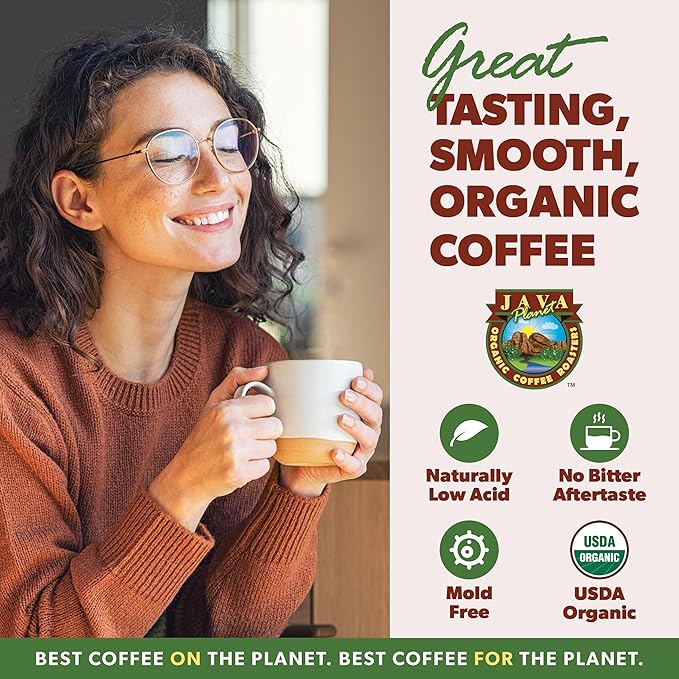 Low Acid Organic Coffee – Whole Bean, Mold-Free & Stomach Friendly by Java Planet, Sumatran Single Origin Coffee, Dark Roast, Smooth Full Flavored, 2x1LB Bag