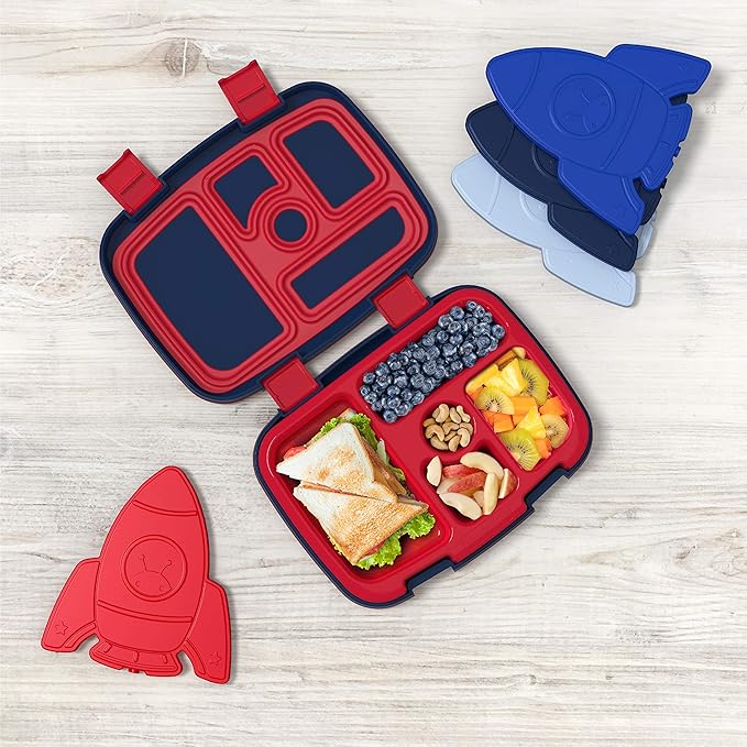 Bentgo Buddies Reusable Ice Packs - Slim Ice Packs for Lunch Boxes, Lunch Bags, and Coolers - Multicolored 4-Pack (Rocket)