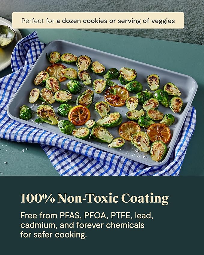 Caraway Non-Stick Ceramic Baking Sheet - Naturally Slick Ceramic Coating - Non-Toxic, PTFE & PFOA Free - Perfect for Baking, Roasting, and More - Medium (15" x 10") - Navy