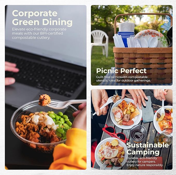 100% Compotable Knives Disposable Compostable Cutlery Set Silverware by Koalalove 150pc (CK150)