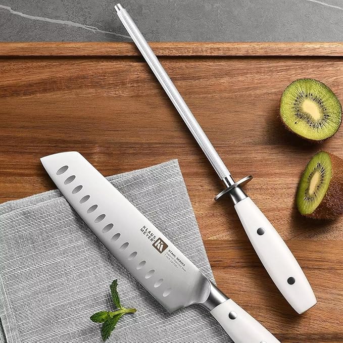 Klaus Meyer Stahl 19 Piece High Carbon Exclusive German Steel Knife Block Set (White)