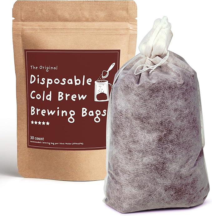 Cold Brew Coffee Filters -Single Use Filter Sock Packs, Disposable, Biodegradable Fine Mesh Brewing Bags for Concentrate, French/Cold Press Kit, Tea in Mason Jar or (30 Pack - Commercial Size)