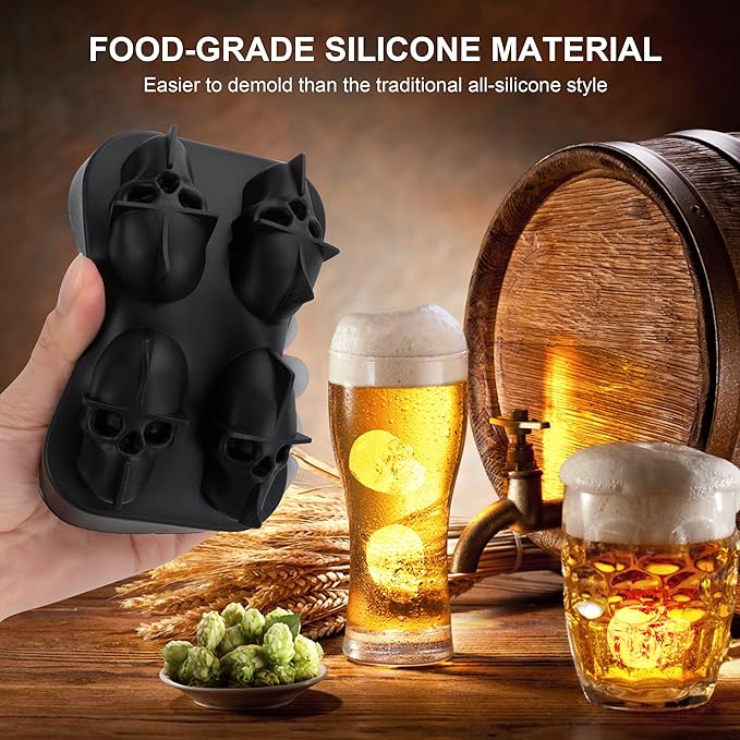 Ice Cube Tray Skull Shaped Silicone Ice Cube Molds Essential Bartender Accessory for Whiskey Cocktail Bourbon Lovers Eco Friendly Ice Cube Tray