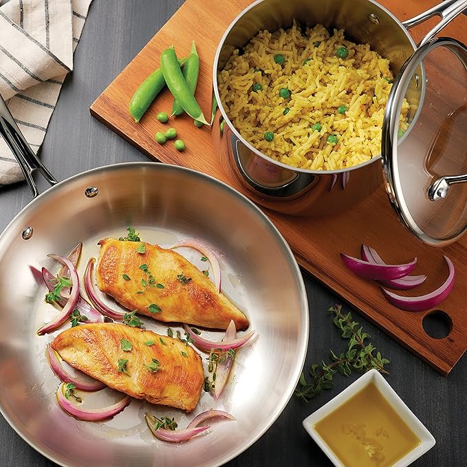 Tramontina Tri-Ply Clad Stainless Steel 12-Piece Cookware Set with Glass Lids, Pots and Pans Kitchen Set, Induction-Ready, Dishwasher-Safe, NSF-Certified