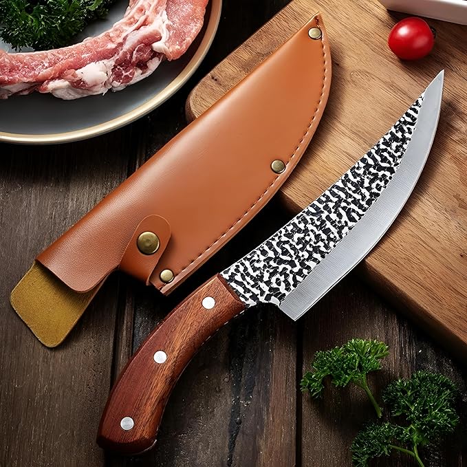 7-Inch Chef Knife Set – Razor-Sharp Stainless Steel Blade, Ergonomic Non-Slip Handle – Includes 7-Inch Knife Sharpener & Protective Cover – Professional Kitchen Cutting Tool