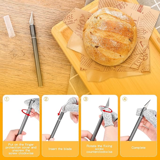 Upgraded Bread Lame with 10 Blades - Professional sourdough Scoring Tool for bread scoring tool, Safety Cover & Ergonomic Handle - Premium Bread Scoring Knife for Artisan Bread Making