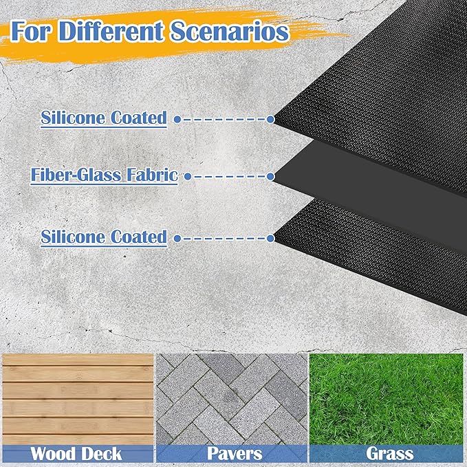 Ogrmar 48 x 30 Inch Under Grill Mats for Outdoor Grill, Indoor Fire Pit/Fireplace Mat, Waterproof Oil-Proof Grill Floor Pads, BBQ Mat Protector for Deck, Patio and Grass (48 * 30 Inch)